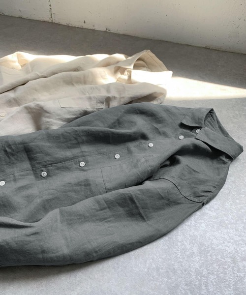 URBAN RESEARCH DOORS（アーバンリサーチドアーズ）の「Linen 7分袖 Shirts（シャツ/ブラウス・メンズ・イエロー/ホワイト系その他/ブルー系その他/チャコールグレー・40/38）」の17枚目の写真