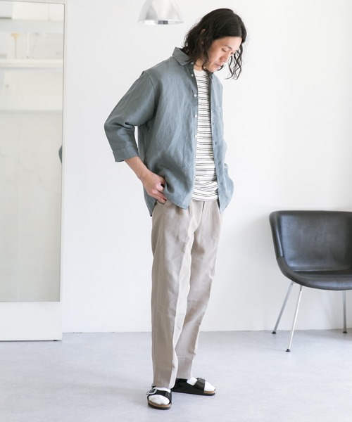URBAN RESEARCH DOORS（アーバンリサーチドアーズ）の「Linen 7分袖 Shirts（シャツ/ブラウス・メンズ・イエロー/ホワイト系その他/ブルー系その他/チャコールグレー・40/38）」の22枚目の写真