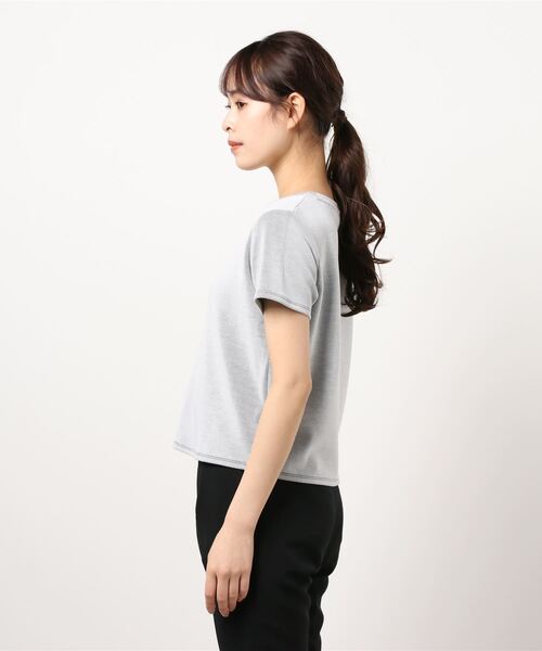 CLEARIMPRESSION （クリアインプレッション）の「リブパイルTシャツ（Tシャツ/カットソー・レディース・チャコールグレー/ブラウン/オフホワイト/カーキ・フリー）」の5枚目の写真