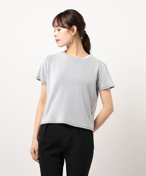 CLEARIMPRESSION （クリアインプレッション）の「リブパイルTシャツ（Tシャツ/カットソー・レディース・チャコールグレー/ブラウン/オフホワイト/カーキ・フリー）」の11枚目の写真