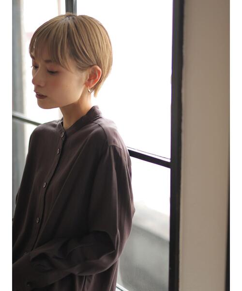 rem closet（レムクローゼット）の「スタンドカラーシャツ（シャツ/ブラウス・レディース・アイボリー/ダークブラウン・S）」の6枚目の写真