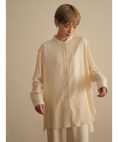 rem closet（レムクローゼット）の「スタンドカラーシャツ（シャツ/ブラウス・レディース・アイボリー/ダークブラウン・S）」の9枚目の写真