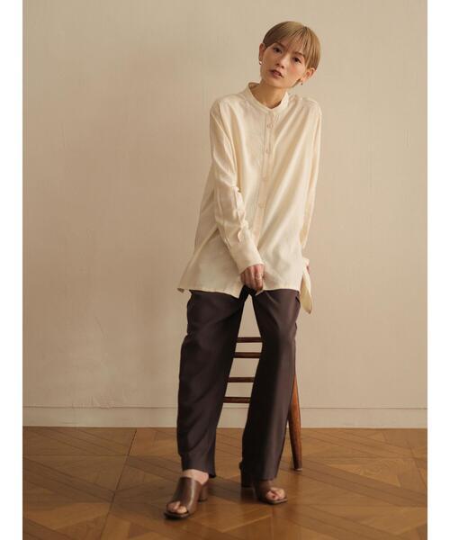 rem closet（レムクローゼット）の「スタンドカラーシャツ（シャツ/ブラウス・レディース・アイボリー/ダークブラウン・S）」の13枚目の写真