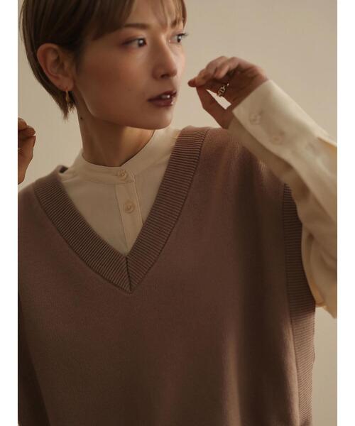 rem closet（レムクローゼット）の「スタンドカラーシャツ（シャツ/ブラウス・レディース・アイボリー/ダークブラウン・S）」の19枚目の写真