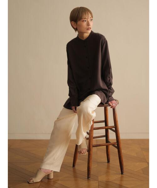 rem closet（レムクローゼット）の「スタンドカラーシャツ（シャツ/ブラウス・レディース・アイボリー/ダークブラウン・S）」の21枚目の写真