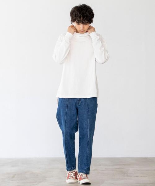 coen by Mr.SZK（コーエンバイミスタースズキ）の「オーバータートルネックロングＴシャツ【coen × Mr.SZK】（Tシャツ/カットソー・メンズ・ホワイト/ブラック・SMALL/MEDIUM/LARGE/X-LARGE）」の13枚目の写真