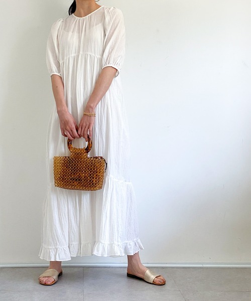 ottilie（オティーリエ）の「コットンティアードワンピース（ワンピース・レディース・ブラック/オフホワイト/ベージュ・FREE）」の6枚目の写真