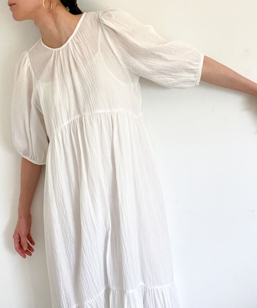 ottilie（オティーリエ）の「コットンティアードワンピース（ワンピース・レディース・ブラック/オフホワイト/ベージュ・FREE）」の13枚目の写真