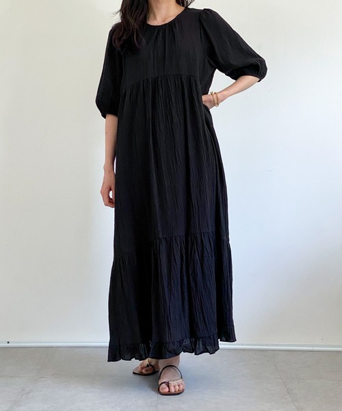 ottilie（オティーリエ）の「コットンティアードワンピース（ワンピース・レディース・ブラック/オフホワイト/ベージュ・FREE）」の15枚目の写真