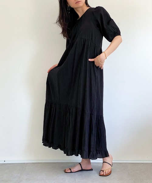 ottilie（オティーリエ）の「コットンティアードワンピース（ワンピース・レディース・ブラック/オフホワイト/ベージュ・FREE）」の16枚目の写真