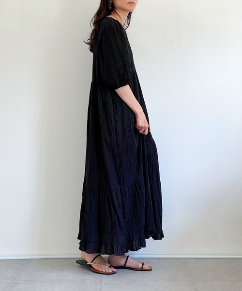 ottilie（オティーリエ）の「コットンティアードワンピース（ワンピース・レディース・ブラック/オフホワイト/ベージュ・FREE）」の17枚目の写真