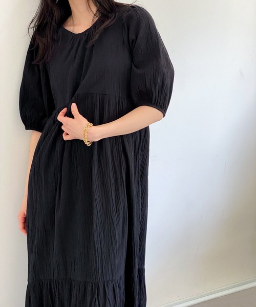 ottilie（オティーリエ）の「コットンティアードワンピース（ワンピース・レディース・ブラック/オフホワイト/ベージュ・FREE）」の21枚目の写真