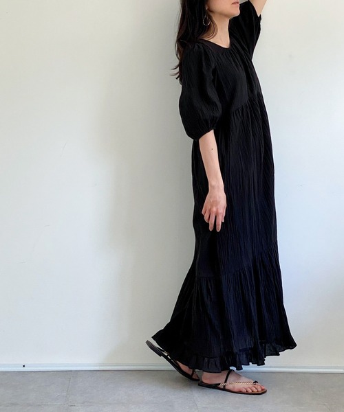 ottilie（オティーリエ）の「コットンティアードワンピース（ワンピース・レディース・ブラック/オフホワイト/ベージュ・FREE）」の19枚目の写真