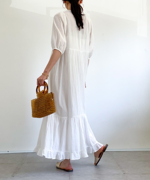 ottilie（オティーリエ）の「コットンティアードワンピース（ワンピース・レディース・ブラック/オフホワイト/ベージュ・FREE）」の10枚目の写真