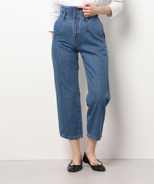 koe（コエ）の「ハイウエストワイドデニムパンツ*（デニムパンツ・レディース・ワンウォッシュ/ライトインディゴブルー/ミント/チャコールグレー/オフホワイト/ブラック/ベージュ/インディゴブルー・S/M/L）」の6枚目の写真