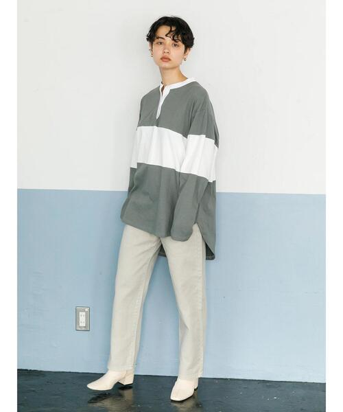 koe（コエ）の「ハイウエストワイドデニムパンツ*（デニムパンツ・レディース・ワンウォッシュ/ライトインディゴブルー/ミント/チャコールグレー/オフホワイト/ブラック/ベージュ/インディゴブルー・S/M/L）」の20枚目の写真