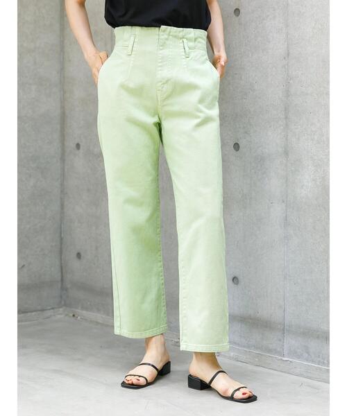 koe（コエ）の「ハイウエストワイドデニムパンツ*（デニムパンツ・レディース・ワンウォッシュ/ライトインディゴブルー/ミント/チャコールグレー/オフホワイト/ブラック/ベージュ/インディゴブルー・S/M/L）」の21枚目の写真