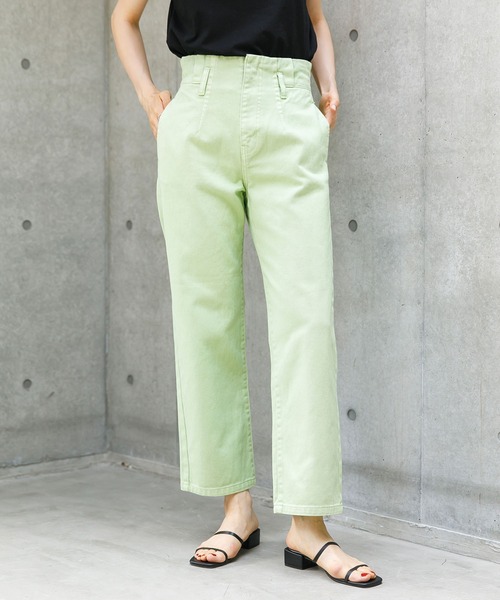 koe（コエ）の「ハイウエストワイドデニムパンツ*（デニムパンツ・レディース・ワンウォッシュ/ライトインディゴブルー/ミント/チャコールグレー/オフホワイト/ブラック/ベージュ/インディゴブルー・S/M/L）」の5枚目の写真