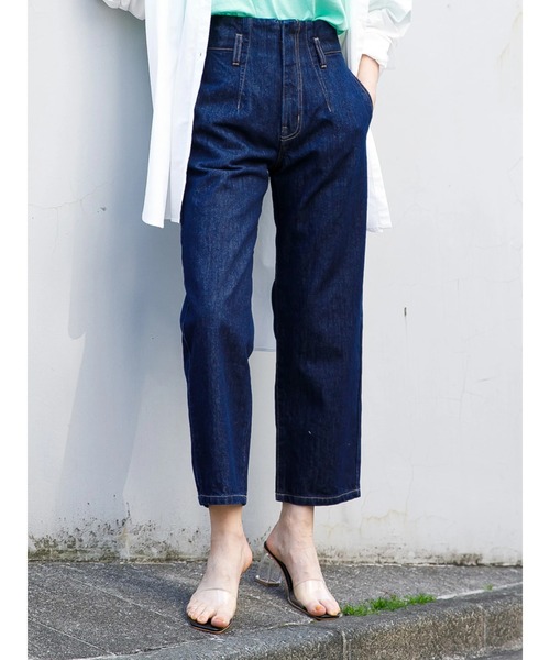 koe（コエ）の「ハイウエストワイドデニムパンツ*（デニムパンツ・レディース・ワンウォッシュ/ライトインディゴブルー/ミント/チャコールグレー/オフホワイト/ブラック/ベージュ/インディゴブルー・S/M/L）」の14枚目の写真