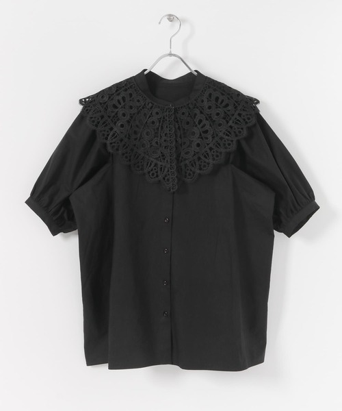 SENSE OF PLACE by URBAN RESEARCH（センスオブプレイスバイアーバンリサーチ）の「【WEB/一部店舗限定】レースカラーボリュームスリーブチュニック（Tシャツ/カットソー・レディース・ブラック/オフホワイト・ONE）」の11枚目の写真