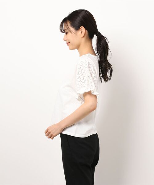flower（フラワー）の「レースフルトップ（Tシャツ/カットソー・レディース・ホワイト/イエロー・FREE）」の4枚目の写真