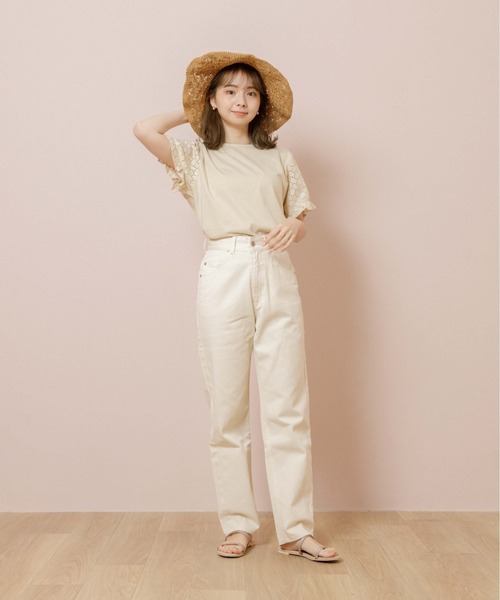 flower（フラワー）の「レースフルトップ（Tシャツ/カットソー・レディース・ホワイト/イエロー・FREE）」の6枚目の写真