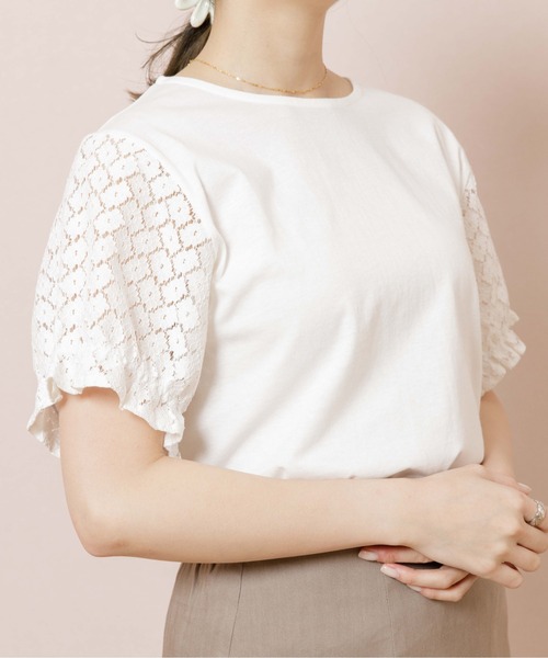 flower（フラワー）の「レースフルトップ（Tシャツ/カットソー・レディース・ホワイト/イエロー・FREE）」の14枚目の写真