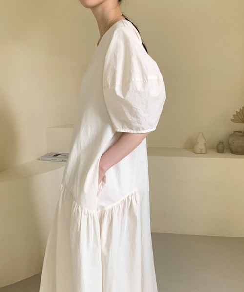 aimoha（アイモハ）の「あわ袖ゆったりワンピース（ワンピース・レディース・オフホワイト/ベージュ/ピンク/ベージュ系その他/ホワイト系その他/ホワイト系その他2/ベージュ系その他2/ピンク系その他2・FREE/ONE SIZE）」の3枚目の写真