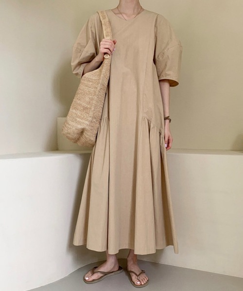 aimoha（アイモハ）の「あわ袖ゆったりワンピース（ワンピース・レディース・オフホワイト/ベージュ/ピンク/ベージュ系その他/ホワイト系その他/ホワイト系その他2/ベージュ系その他2/ピンク系その他2・FREE/ONE SIZE）」の6枚目の写真