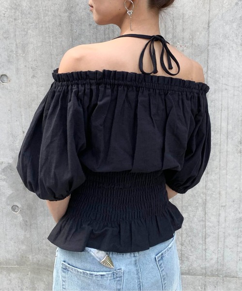 RASVOA（ラスボア）の「3wayレースアップベルトトップス/オフショルトップス（シャツ/ブラウス・レディース・ブラック/オフホワイト・FREE）」の12枚目の写真