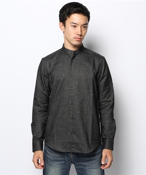HARE（ハレ）の「キモウスタンドカラーシャツ【HARE】（シャツ/ブラウス・メンズ・オフホワイト/ブラック/グレー・MEDIUM/SMALL/LARGE）」の4枚目の写真