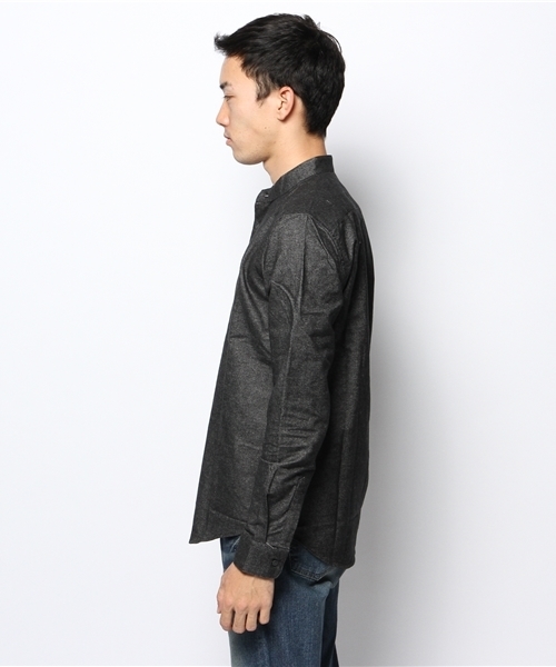 HARE（ハレ）の「キモウスタンドカラーシャツ【HARE】（シャツ/ブラウス・メンズ・オフホワイト/ブラック/グレー・MEDIUM/SMALL/LARGE）」の5枚目の写真