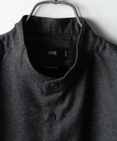 HARE（ハレ）の「キモウスタンドカラーシャツ【HARE】（シャツ/ブラウス・メンズ・オフホワイト/ブラック/グレー・MEDIUM/SMALL/LARGE）」の15枚目の写真