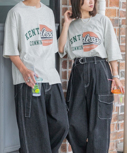 PairPair(ペアペア)の「カレッジロゴアレンジT(ユニセックス)(Tシャツ/カットソー・レディース・マスタード/オートミール/スミクロ・FREE)」の5枚目の写真