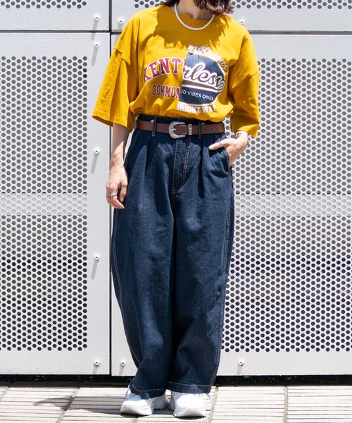 PairPair(ペアペア)の「カレッジロゴアレンジT(ユニセックス)(Tシャツ/カットソー・レディース・マスタード/オートミール/スミクロ・FREE)」の15枚目の写真