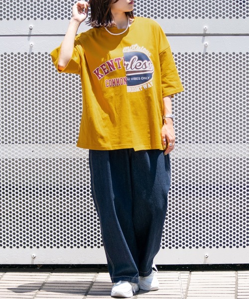 PairPair(ペアペア)の「カレッジロゴアレンジT(ユニセックス)(Tシャツ/カットソー・レディース・マスタード/オートミール/スミクロ・FREE)」の18枚目の写真