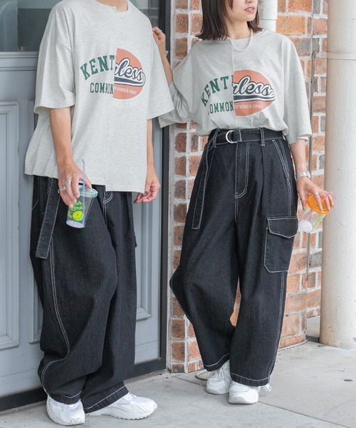 PairPair(ペアペア)の「カレッジロゴアレンジT(ユニセックス)(Tシャツ/カットソー・レディース・マスタード/オートミール/スミクロ・FREE)」の4枚目の写真