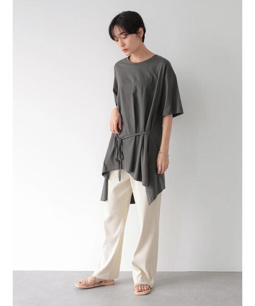 AMERICAN HOLIC（アメリカンホリック）の「ベルト付きイレヘムカットプルオーバー　＊（Tシャツ/カットソー・レディース・カーキ/アイボリー/チャコールグレー・L/M）」の13枚目の写真