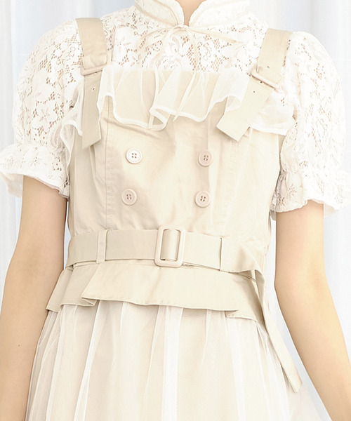 TITTY&CO.（ティティーアンドコー）の「チュールレイヤードトレンチワンピース（ワンピース・レディース・ライトブルー/オフホワイト/ピンク/カーキ・SMALL/MEDIUM）」の7枚目の写真