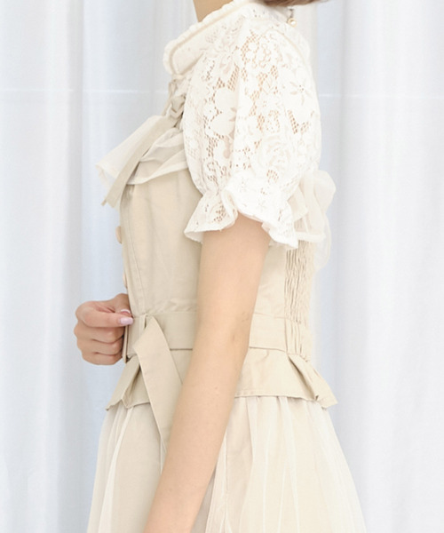 TITTY&CO.（ティティーアンドコー）の「チュールレイヤードトレンチワンピース（ワンピース・レディース・ライトブルー/オフホワイト/ピンク/カーキ・SMALL/MEDIUM）」の10枚目の写真