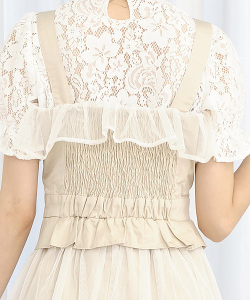 TITTY&CO.（ティティーアンドコー）の「チュールレイヤードトレンチワンピース（ワンピース・レディース・ライトブルー/オフホワイト/ピンク/カーキ・SMALL/MEDIUM）」の11枚目の写真