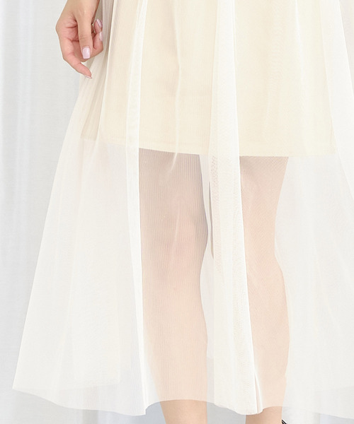 TITTY&CO.（ティティーアンドコー）の「チュールレイヤードトレンチワンピース（ワンピース・レディース・ライトブルー/オフホワイト/ピンク/カーキ・SMALL/MEDIUM）」の12枚目の写真