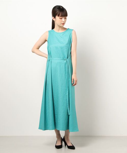 allureville グリーン　ワンピース allureville（アルアバイル）の「麻調ロングワンピース