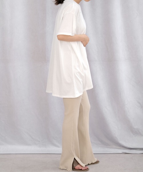 ＡＮＤＪ（アンドジェイ）の「綿天竺フロントスリットTシャツ（Tシャツ/カットソー・レディース・ホワイト/グレイッシュベージュ/ブラック・M）」の6枚目の写真