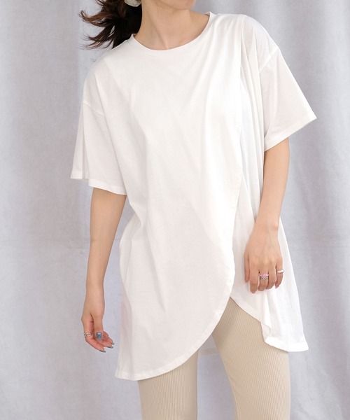 ＡＮＤＪ（アンドジェイ）の「綿天竺フロントスリットTシャツ（Tシャツ/カットソー・レディース・ホワイト/グレイッシュベージュ/ブラック・M）」の7枚目の写真