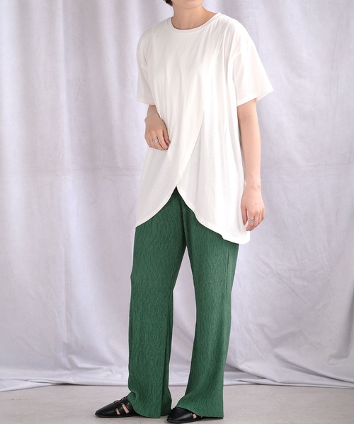 ＡＮＤＪ（アンドジェイ）の「綿天竺フロントスリットTシャツ（Tシャツ/カットソー・レディース・ホワイト/グレイッシュベージュ/ブラック・M）」の8枚目の写真