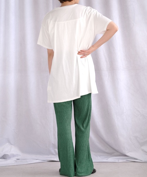 ＡＮＤＪ（アンドジェイ）の「綿天竺フロントスリットTシャツ（Tシャツ/カットソー・レディース・ホワイト/グレイッシュベージュ/ブラック・M）」の9枚目の写真