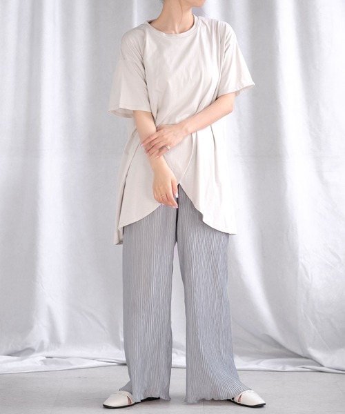 ＡＮＤＪ（アンドジェイ）の「綿天竺フロントスリットTシャツ（Tシャツ/カットソー・レディース・ホワイト/グレイッシュベージュ/ブラック・M）」の15枚目の写真