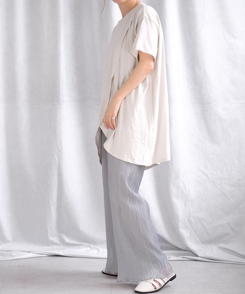 ＡＮＤＪ（アンドジェイ）の「綿天竺フロントスリットTシャツ（Tシャツ/カットソー・レディース・ホワイト/グレイッシュベージュ/ブラック・M）」の16枚目の写真