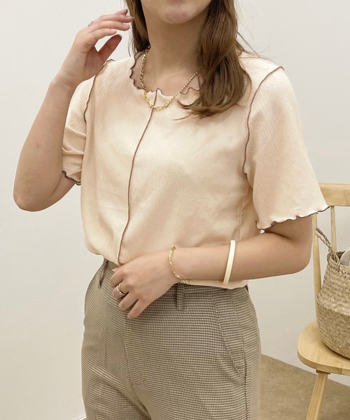 apres jour clair（アプレジュールクレア）の「【apres jour clair】楊柳カットメローT【ZOZOTOWN限定アイテム】（Tシャツ/カットソー・レディース・ブラウン系その他/ライトベージュ・フリー/X-LARGE）」の2枚目の写真